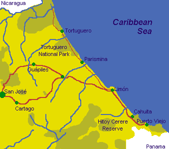 Costa Rican Caribbean Map 